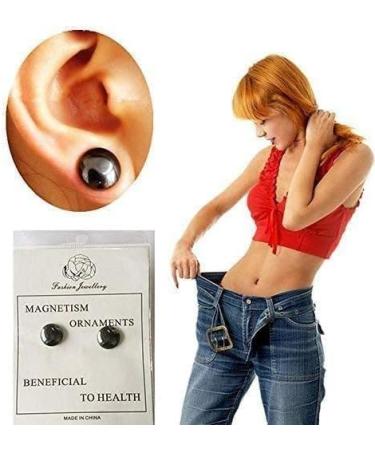Weight Loss Earrings - Black Magnetic Acupuncture Acupressure - Organic Health Benefits - Stimulating EA Points - 1 Pair - Buy Online on GoSupps.com
