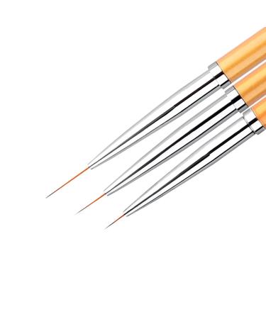 Lovenails Finelin Brush Set - 3-Piece Gold Nail Art Brushes for Detailed Designs & Paintings - Buy Online on GoSupps.com