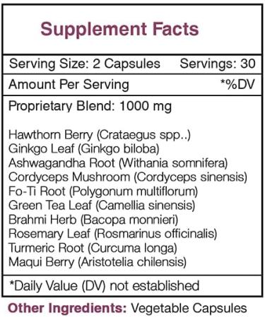 Youth Secret 60 Capsules, 1000 mg, Hawthorn, Ginkgo, Ashwagandha, Cordyceps, Fo-Ti Root, Green Tea, Brahmi, Rosemary, Turmeric, Maqui Berry. Overall Health/Wellness (60 Capsules) 60 Count (Pack of 1) - Buy Online on GoSupps.com