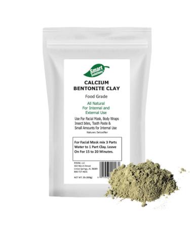 SMART SOLUTIONS Calcium Bentonite Clay Food Grade  2 lb Pure Indian Healing Clay - All Natural for Internal and External Use | DIY Facial Treatments  Deodorants  Hair Masks 2 Pound (Pack of 1)