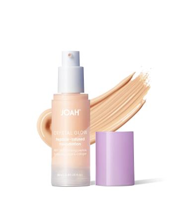 JOAH Crystal Glow Peptide-Infused Foundation  2-in-1 Multitasking Korean Makeup with Blurring Face Primer  Luminizer  Hydration & Skin Defense for a Flawless Finish  1.01 Oz  Fair Neutral