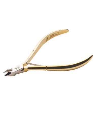 Rui Smiths Professional Cuticle Nippers  Gold-Plated Carbon Steel  French Handle  Single Spring  6mm Jaw (Full Jaw)