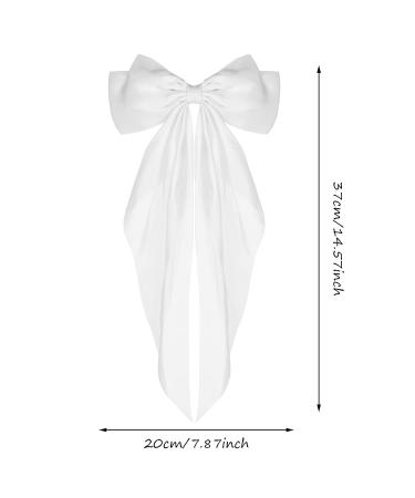 Big Bow Barrettes: Long Tail French Ribbon Hair Pins -Silky Satin Hair Clip for Women & Girls - White - Buy Online on GoSupps.com