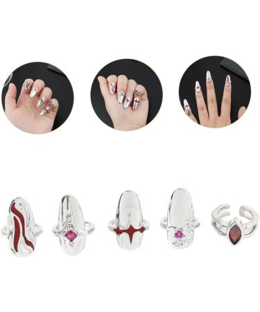 Healeved 5 Sets Nail Ring Jewelry Finger Tip Jewelry for Red Jewelry Nail Decor Nail Jewelry Girl Jewelry Jewels for Nails Nail Tip Ring Rings Ring Decor Zinc Alloy White - Buy Online on GoSupps.com