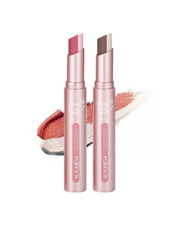 Pakivs 2PCS Eyeshadow Stick, Dual Colors Eye Shadow Stick Waterproof Gradient Glitter Shimmer Eyeshadow Makeup Pen for Women
