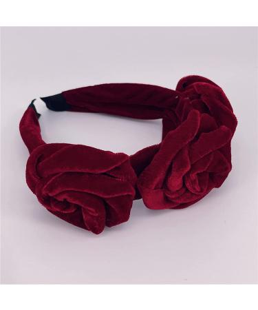 QTMY Velvet Rose Flower Headband - Vintage Elastic Hair Hoop for Women & Girls - Buy Online on GoSupps.com