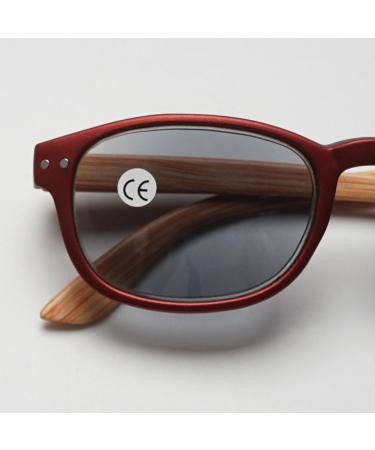 Lanomi Sunny Reading Glasses - Stylish Rectangular Outdoor Visual Aid for Men & Women with Blue Tinted Gray Lens Wooden Legs & Feather Hinges - 1.5x Magnification - Buy Online on GoSupps.com