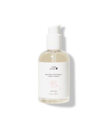 100% PURE Rose Water Gel Cleanser Deeply Moisturizing Hydrating Face Wash with Chamomile & Calendula to Soothe & Replenish Dry Dehydrated Skin - Vegan - 4oz