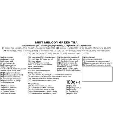 Vahdam Mint Melody Green Tea (200g) - Peppermint & Pure Green Tea | Gluten-Free | Fresh from India | Best Iced/Hot Tea - Buy Online on GoSupps.com