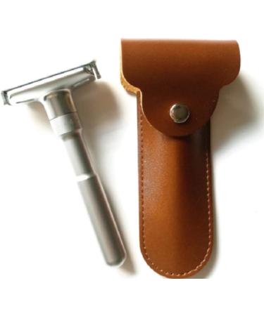 Peukerty Razor Travel Holder - Premium PU Leather Case for Manual Double Edge Safety Razor | Perfect for International Travel - Buy Online on GoSupps.com