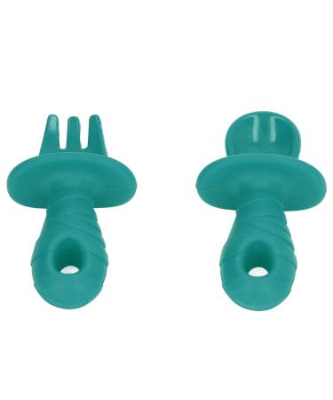 Silicone Spoon Soft Silicone LED Chewing Spoon Baby Anxiety Relief Safety Fork (Green)