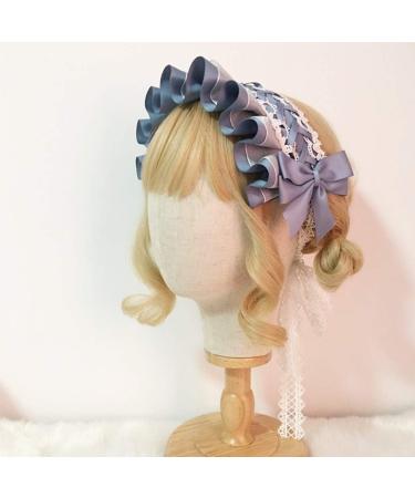 JSGHGDF Japanese Maid Cosplay Headdress Ruffled owknot Hairband Sweet Floral Lace Ribbon Party Hair Accessory White - Buy Online on GoSupps.com