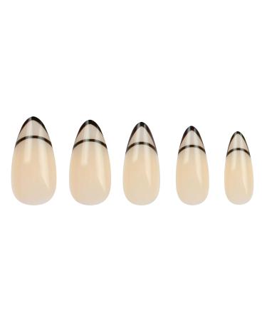 Vivid Stella Shiny Almond French Press-On Nails - 24 Full Cover Abstract Nude Oval Acrylic Sets - Buy Online on GoSupps.com