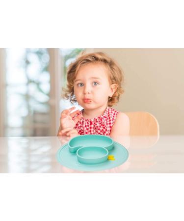 Silicone Baby Plate with Suction | Divided Duck Dishes for Kids | BPA-Free & Microwave Safe | Green - Buy Online on GoSupps.com
