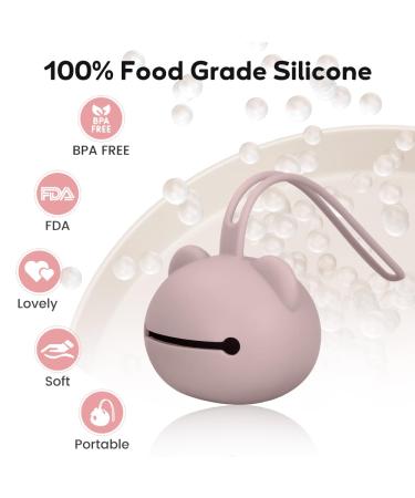 Airfish Silicone Pacifier Box 2 Pack - BPA-Free Baby Bear Travel Storage Case in Beige & Pink | Ideal Pacifier Holder for Girls - Buy Online on GoSupps.com