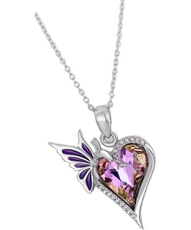 Oralgo's Handmade Minimalist Vintage Necklace - Collarbone Chain with Butterfly Crystal & Heart - Perfect Gift for Jewelry Collectors - Buy Online on GoSupps.com