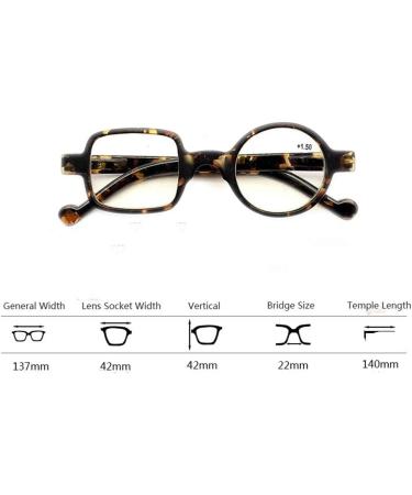 XWGlory Retro Leopard Eyeglasses for Elderly - Asymmetric Round Square Reading Glasses for Men & Women - Presbyopia Black +1.5 - Buy Online on GoSupps.com