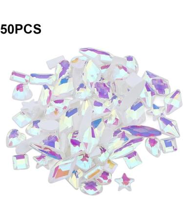 dijiusidy 50 Pieces Glass Crystal Set Eye-catching Personalized Nail Art Rhinestones DIY Handcraft Manicure Accessories for Card Making Jellry White - Buy Online on GoSupps.com