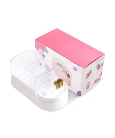 2 in 1 Nail Drill Bits Holder Nail Drill Bits Cleaning Brush Case 30 Holes Nail Art Drill Bits Stand Display Storage Box Nail Drill Bit Organizer Foot Care Home Use