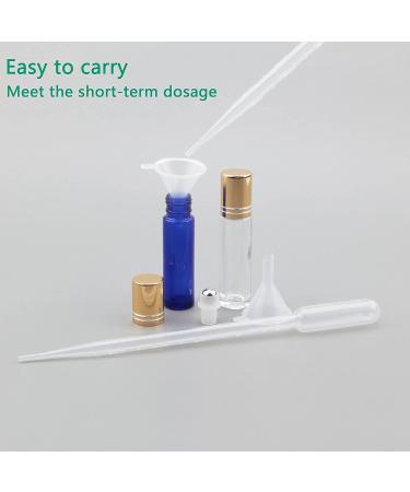 Rowiz 10ml Roll on Bottles for Essential Oils Glass Perfume Roller Bottles with Stainless Steel Ball Empty Essential Oil Bottles Set of 5 Clear & 5 Blue Clear+ Blue - Buy Online on GoSupps.com