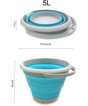 SAMMART 5L Collapsible Plastic Bucket - Portable Fishing Water Pail - Grey/Bright Blue - Buy Online on GoSupps.com