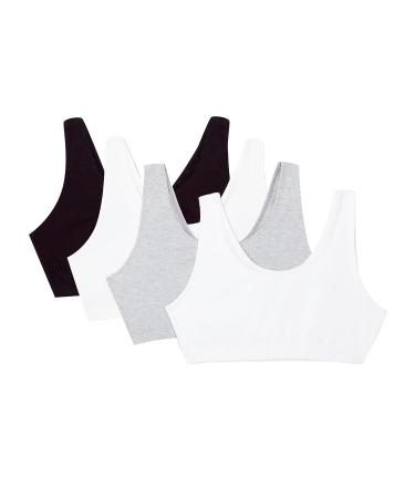 Fruit of the Loom Women's Built Up Tank Style Sports Bra Value Pack Black/White/White/Heather Grey 4-pack 42