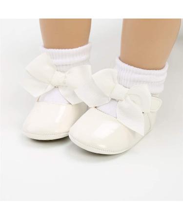 Infant Baby Girls Bowknot Mary Jane Soft Anti-Slip Princess Flats - White - Buy Online on GoSupps.com