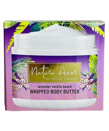 Natura Amor by Joyce Giraud Whipped Body Butter - Creamy & Hydrating Ideal for All Skin Types - Lavender Vanilla Beach 4 Oz.