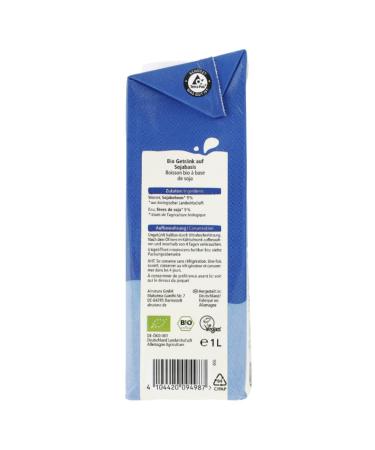 Alnatura Unsweetened Soya Drink 1000ml - Dairy-Free Organic Plant-Based Beverage for International Shipping - Buy Online on GoSupps.com