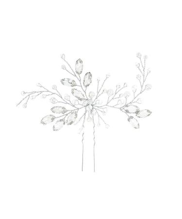 Ushiny Crystal Hair Pins - Silver Rhinestone Bridal Headpiece & Pearl Hair Accessories for Women & Girls - Buy Online on GoSupps.com
