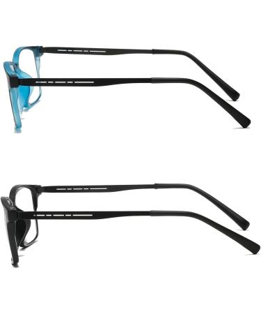 CAMKIDS 2 Pack Titanium Anti Blue Light Reading Glasses for Men & Women - Fashionable Black & Blue 1.5x - Buy Online on GoSupps.com