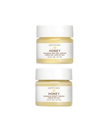 Earth To Skin Honey Manuka Mini Duo Set: Day Gel Cream (0.5 Fl Oz) and Night Cream (0.5 Fl Oz)