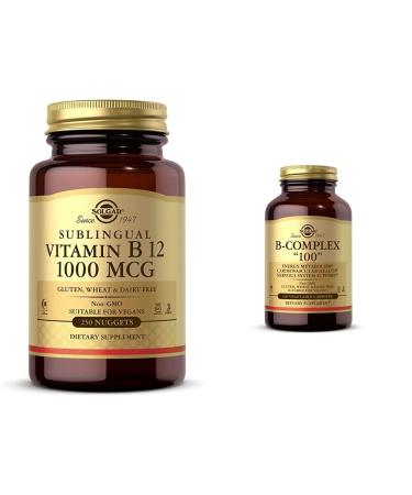 Solgar Vitamin B12 1000 mcg 250 Nuggets - Supports Production of Energy Red Blood Cells - Healthy with B-Complex 100" 100 Vegetable Capsules - Heart Health - Nervous System Support - Supports En