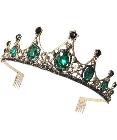 minkissy Vintage Crown Green Rhinestone Tiara with Comb Crystal Queen Headband for Wedding Pageant Prom Halloween Cosplay Party - Buy Online on GoSupps.com