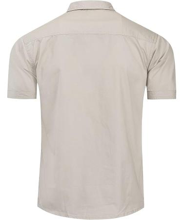 Men's Military Short Sleeve Cargo Shirt - Khaki Large | Slim Fit Tactical Dress Shirt with Pockets - Buy Online on GoSupps.com
