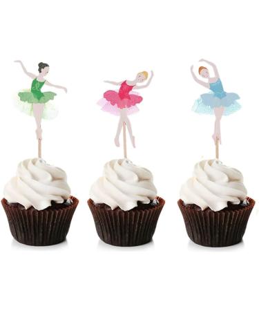 Kawailay 24-Piece Ballerina Cake Decoration Set - Dancing Cupcake Toppers for Girls' Birthday Wedding and Party Celebrations - Buy Online on GoSupps.com