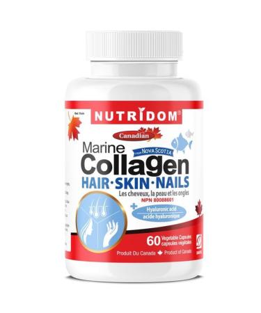Nutridom Hydrolyzed Marine Collagen Peptides Capsules 600mg Wild-Caught from North Atlantic Supports Hair Skin & Nails Non-GMO Free of Gluten Soy & Dairy (60 Count) 60 count (Pack of 1)