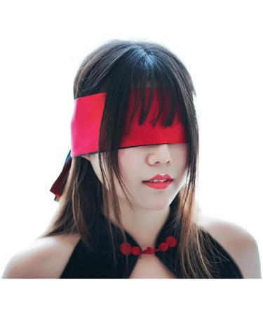 Satin Blindfold Belt Sash Eye Mask for Sleeping - 59inch PS12 (Red Black) - Buy Online on GoSupps.com