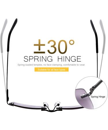 Devirld Borderless Full Lenses Reading Glasses - UV400 Protection Anti-Blue Light Spring Hinge Sunglasses for Men - Non-Bifocal Black 2.0x - Buy Online on GoSupps.com