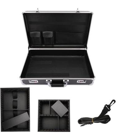 Travel Barber Case by GB | Heavy-Duty Black & Silver Suitcase - 21"x13"x3.5" with Dividers Reinforced Corners Handle & Lock for Clippers & Shears - Buy Online on GoSupps.com