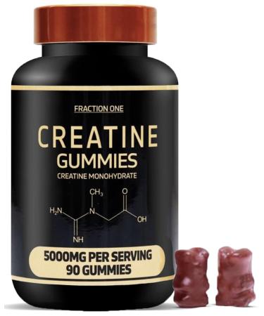 Creatine Monohydrate Gummies 5000mg - 90 Chewable Creatine Gummies - 45 Days Supply - Berry Flavoured Creatine - Pre Workout Gym Supplement for Men & Women - Vegan Creatine Chews