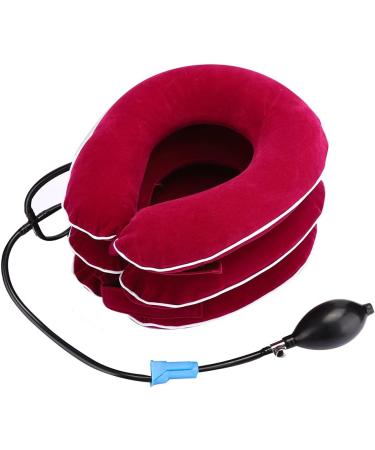 Inflatable Cervical Neck Traction Device for Neck Pain Relief - Rose Red - Buy Online on GoSupps.com