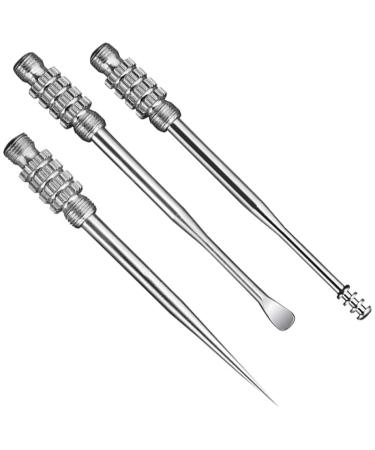 Healifty Flossing Tool 3pcs ear cleaning spoon Stainless Steel Toothpicks Ear Wax Picking Tool Stainless Steel Ear Home Tools
