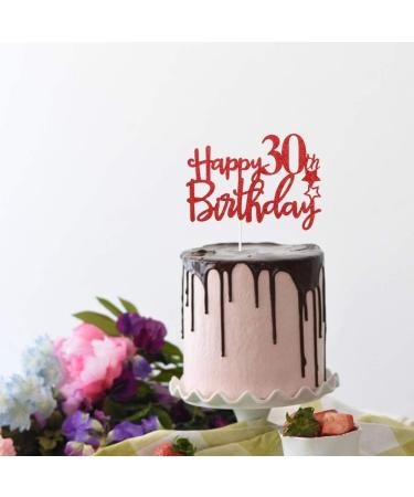 Tenhaisi Gilttery Red Happy 30th Birthday Cake Topper Cheers to 30 Birthday Party Decoration Adults Party Decoration - Buy Online on GoSupps.com