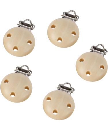 5 Pieces Natural Beech Wood Pacifier Clips Teething Grasping Toy Suspender Clips Charm DIY Pacifier Clips Holder Accessories - Buy Online on GoSupps.com