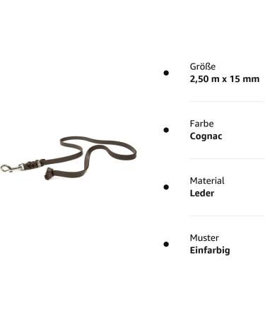 Copcopet Premium Cowhide Dog Leash - 2.5m x 15mm Cognac - Soft Drag Line with Chroma Carabiner - High-Quality German Dog Accessories - Buy Online on GoSupps.com