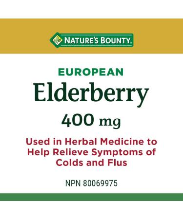 Nature's Bounty Elderberry 400 Mg Help relieve symptoms of colds and flus 100 Capsules - Buy Online on GoSupps.com