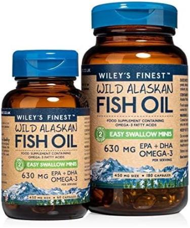 Wiley's Finest Easy Swallow Minis 630mg EPA + DHA Omega-3 Fish Oil 60 Capsules - Natural Wild Alaskan Supplement - Buy Online on GoSupps.com