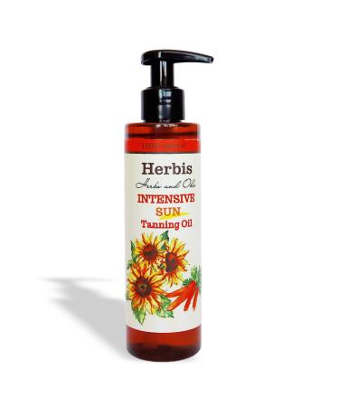HERBIS Huile bronzante naturelle intense avec carot ne b ta 200 ml huile de tournesol et d'olive calendula et vitamine E imperm able