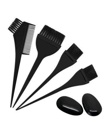 GAOHUI 6 Pcs Hair Coloring Brush Hair Dye Tools Set for DIY Hair Coloring Salon Hair Dyeing Double sided Coloring Comb Brush Hair With hair colouring earmuffs (Black) 6PCS
